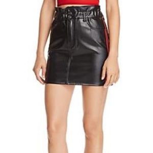 Sunset + Spring paper waist faux leather track striped mini skirt